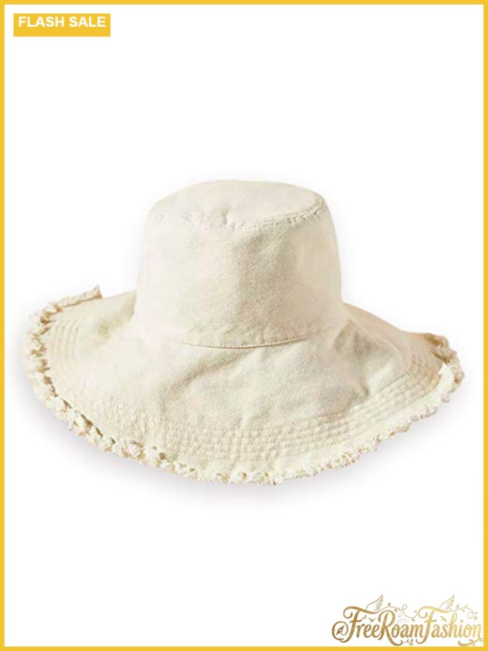 Cotton Wide Brim Bucket Hat Packable UPF 50+ Summer Beach Sun Hat